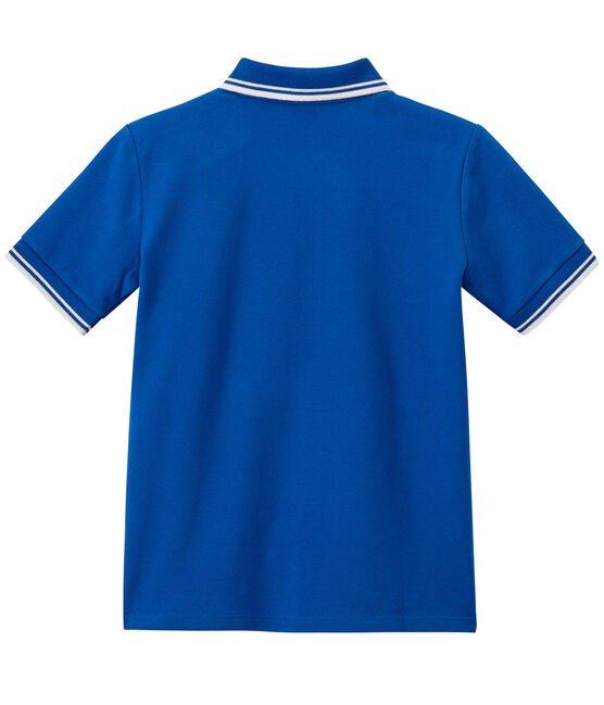 Polo garçon en jersey piqué bleu PERSE