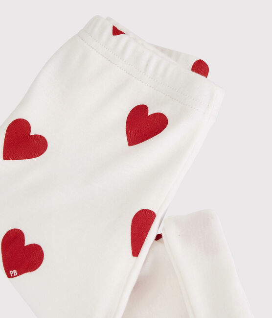 Pantalon bébé cœurs rouges en coton biologique blanc MARSHMALLOW/rouge TERKUIT