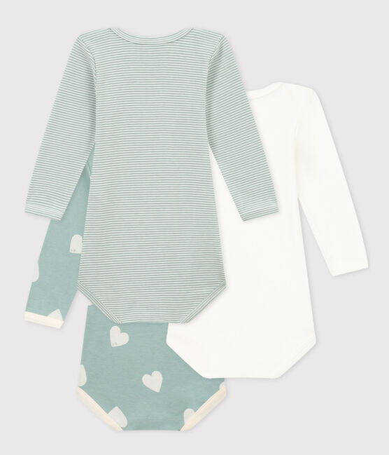 Lot de 3 bodies manches longues coeurs bébé en coton variante 1