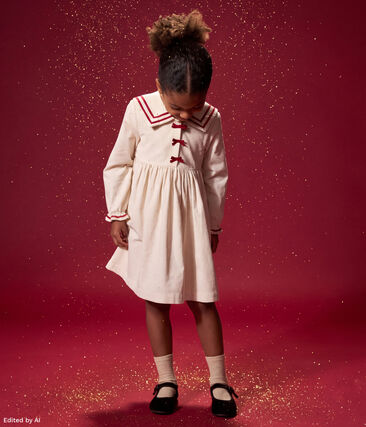 Robe enfant en velours manches longue unie