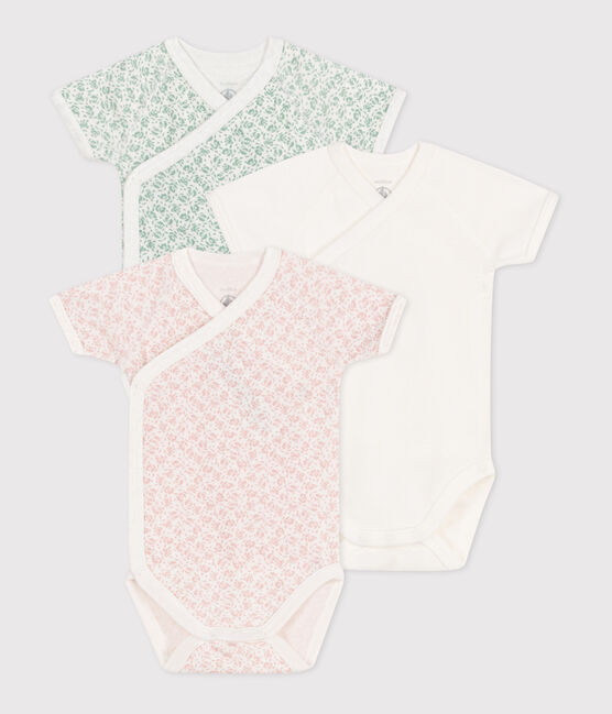 Lot de 3 bodies croisés manches courtes en coton imprimé bébé variante 2