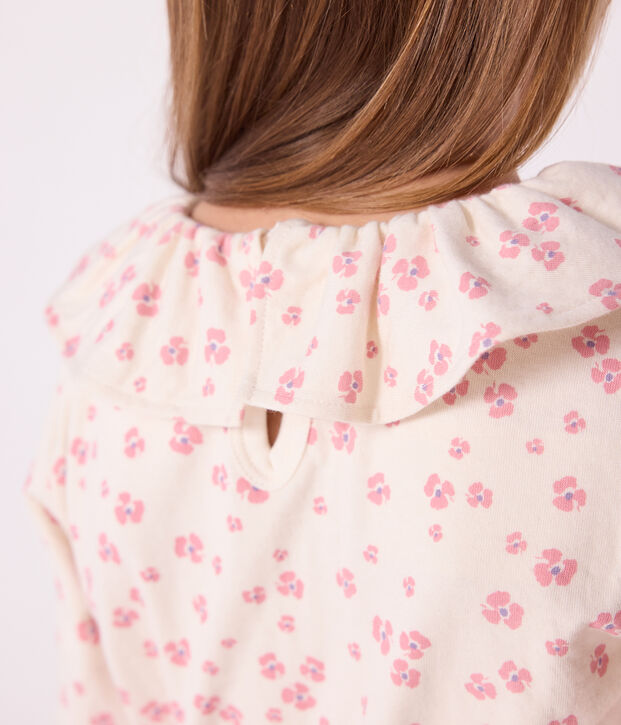 Tee-shirt enfant manches longues en coton imprim&eacute; &eacute;cru/multicouleur