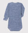 Body manches longues bébé en laine et coton bleu MEDIEVAL/blanc MARSHMALLOW