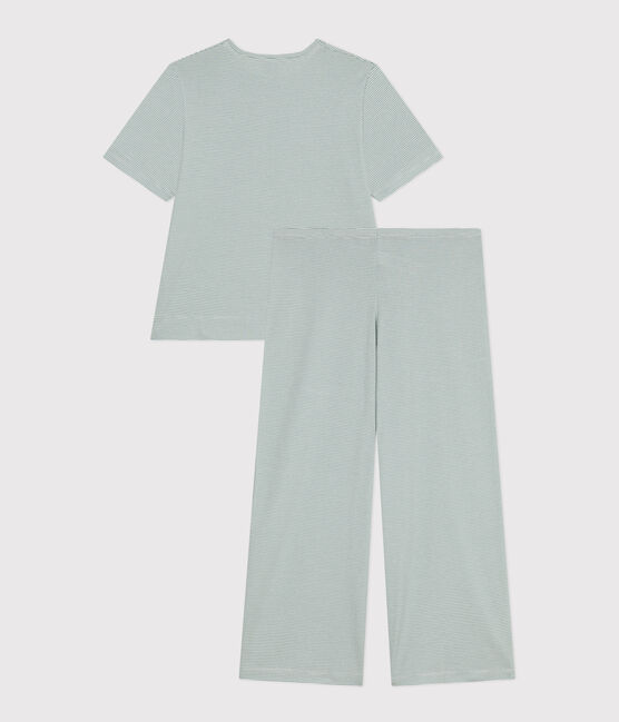 Pyjama milleraies en coton femme bleu PAUL/blanc MARSHMALLOW