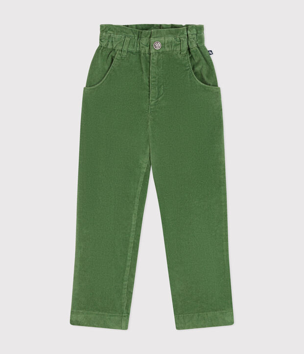 Pantalon en velours enfant fille vert