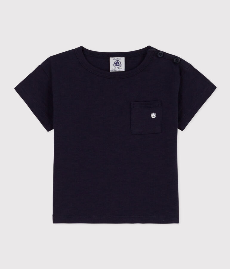 Tee-shirt manches courtes b&eacute;b&eacute; en jersey flamm&eacute; bleu