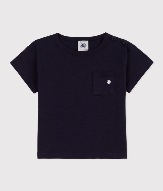 Tee-shirt manches courtes bébé en jersey flammé bleu SMOKING