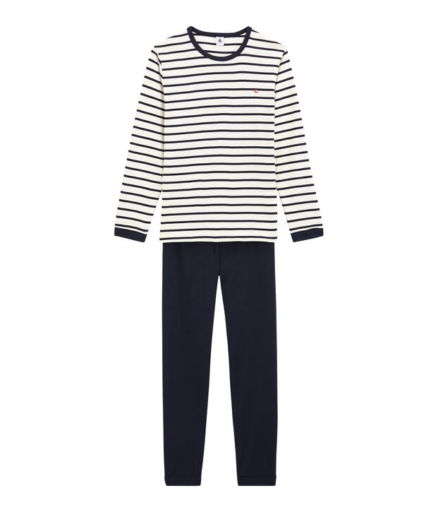 Pyjama gar&ccedil;on en c&ocirc;te blanc/bleu