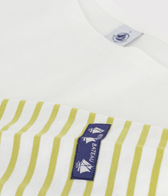 Marinière femme en coton à rayures vert MARSHMALLOW/ MOSS