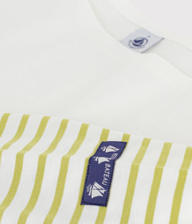 Marini&egrave;re femme en coton &agrave; rayures blanc/vert