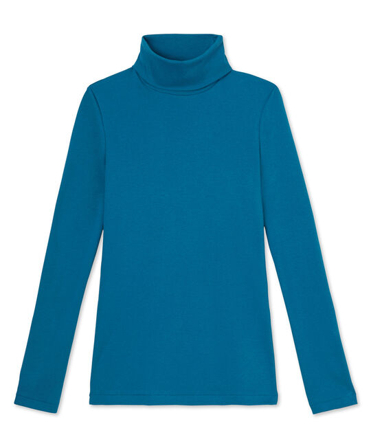 Sous pull femme en côte originale bleu Mallard