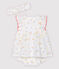 Robe sans manches avec bloomer et bandeau bébé fille en popeline de coton biologique blanc MARSHMALLOW/blanc MULTICO
