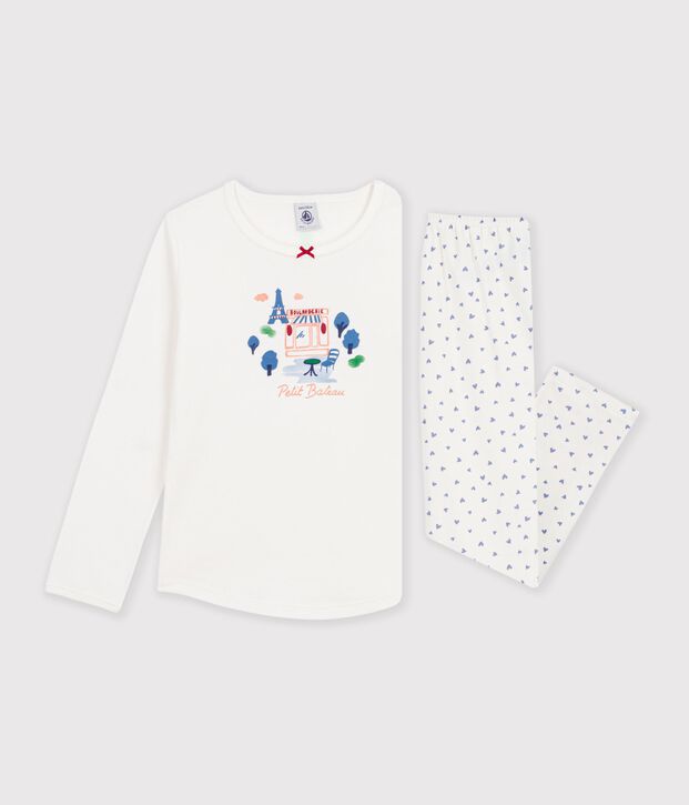 Pyjama enfant en coton &agrave; motif Paris bleu/bleu