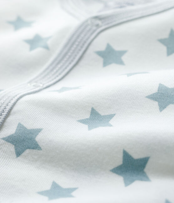 Dors-bien sans pieds à étoiles grises bébé en coton blanc ECUME/gris MISTIGRI