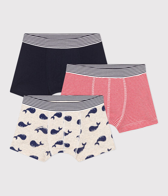 Lot de 3 boxers enfant en coton imprimé baleines variante 1