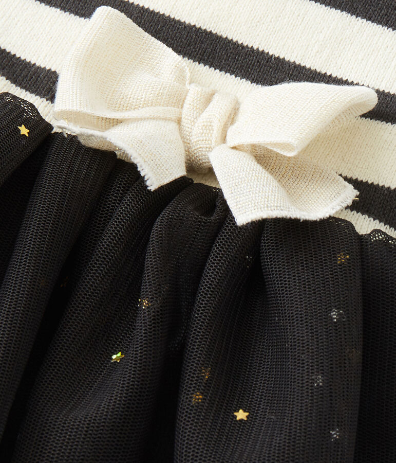 Robe b&eacute;b&eacute; fille bi-mati&egrave;re blanc/gris