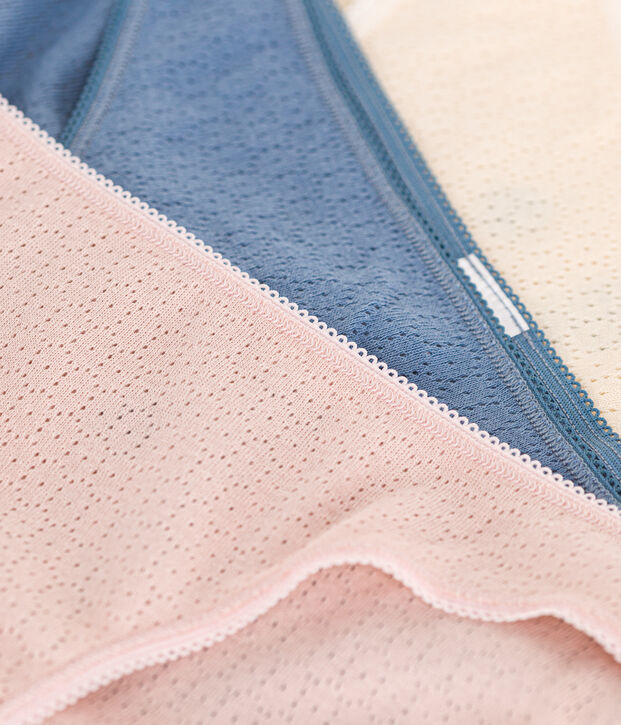 Lot de 3 culottes en coton ajour&eacute; femme multicouleur