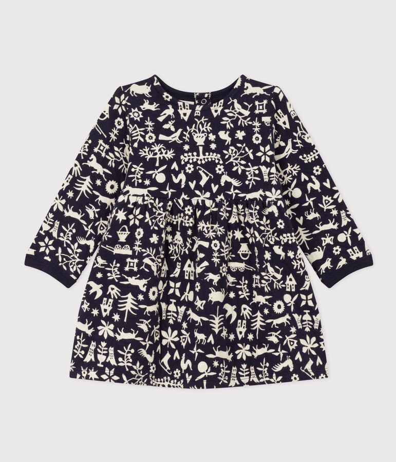 Robe manches longues en tubique matelass&eacute; imprim&eacute; b&eacute;b&eacute; bleu SMOKING/ AVALANCHE