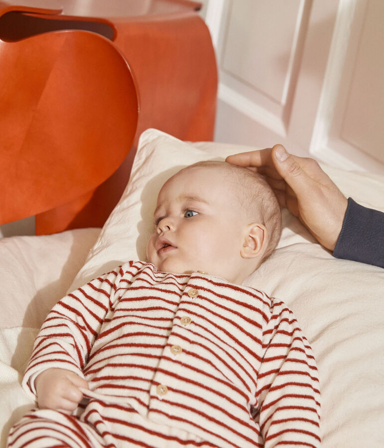 Ensemble b&eacute;b&eacute; 2 pi&egrave;ces ray&eacute; en bouclette &eacute;ponge blanc AVALANCHE/ STOP