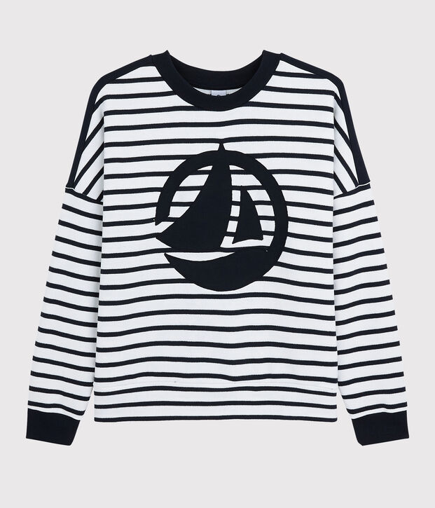 Sweat shirt Femme blanc/bleu