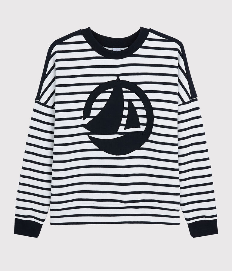 Sweat shirt Femme blanc MARSHMALLOW/bleu SMOKING