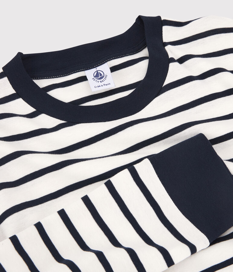 T-shirt marini&egrave;re en coton Femme blanc/bleu