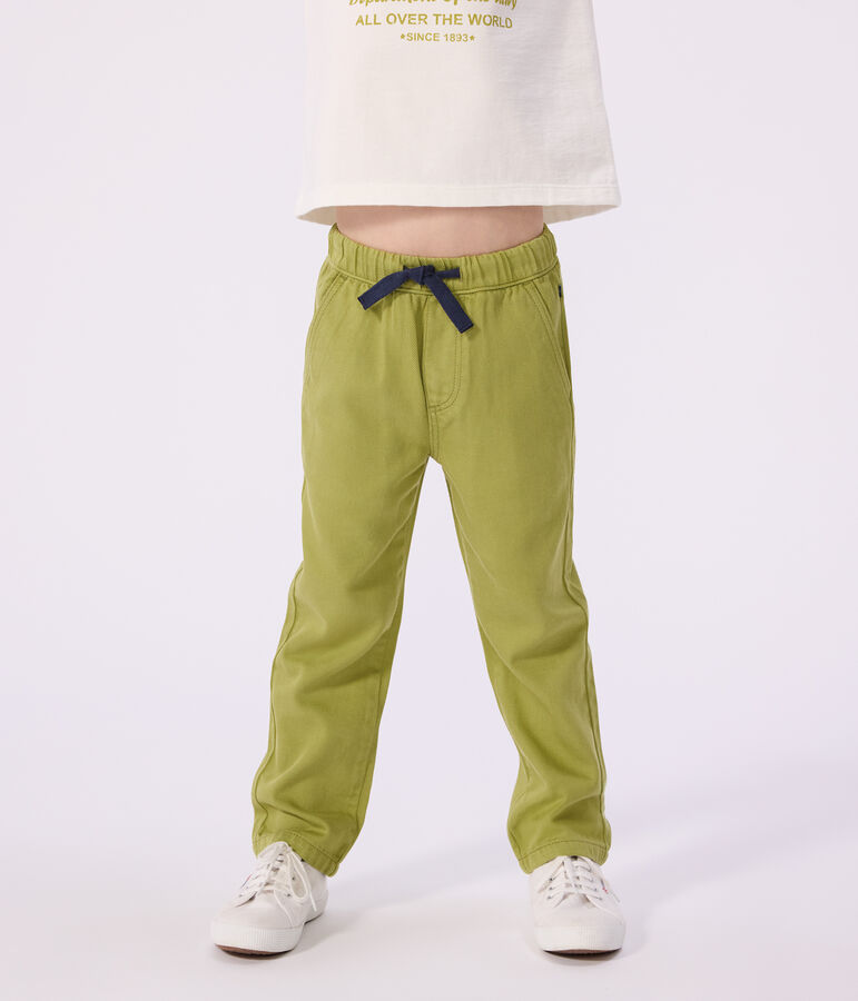 Pantalon enfant en coton vert MOSS