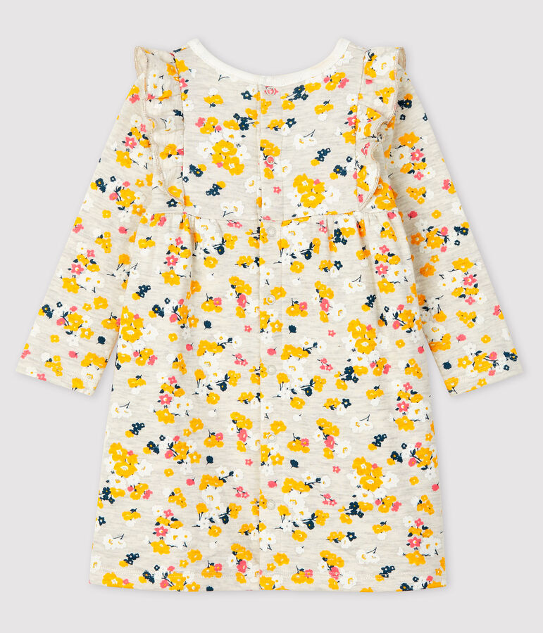 Robe manches longues b&eacute;b&eacute; fille beige MONTELIMAR/blanc MULTICO