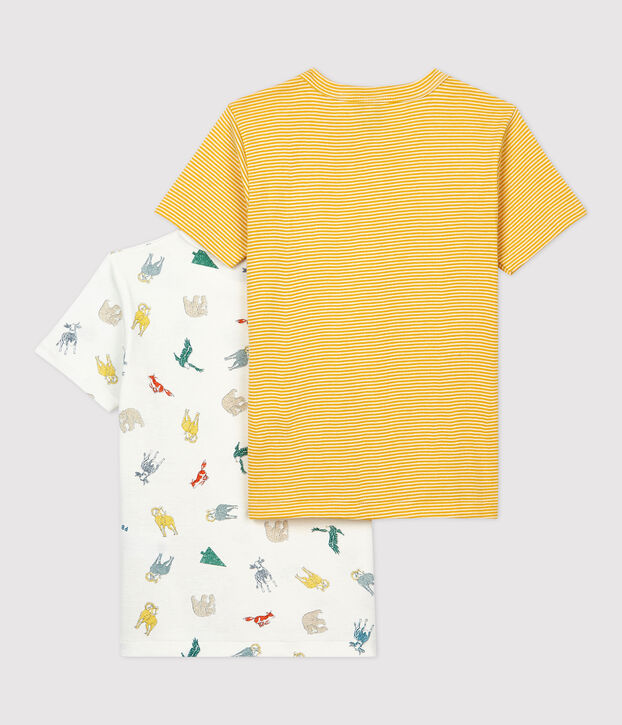Lot de 2 tee shirts manches courtes imprim&eacute; mouflons petit gar&ccedil;on en coton biologique multicouleur