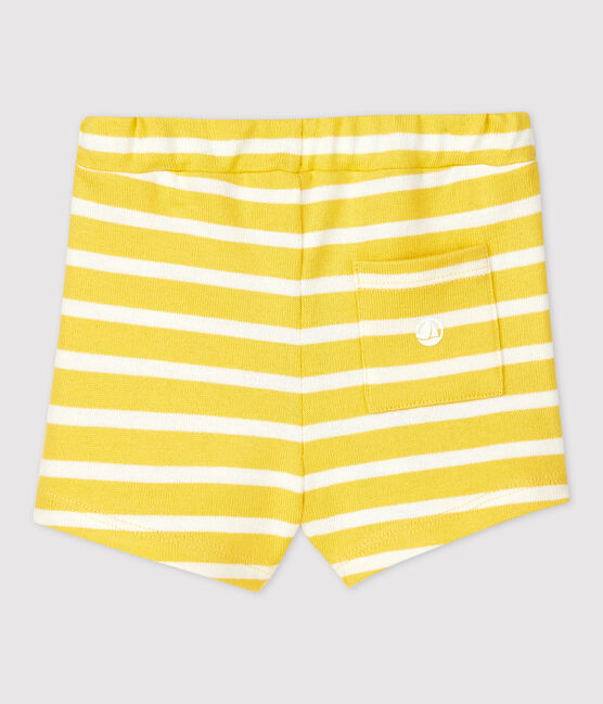 Short en jersey épais bébé jaune ORGE/blanc MARSHMALLOW