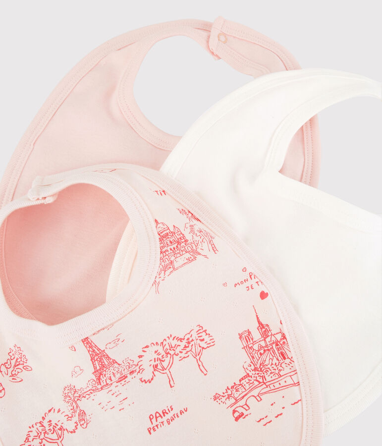 Lot de 3 bavoirs Paris b&eacute;b&eacute; en c&ocirc;te multicouleur