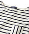 T-shirt femme manches longues en côte originale beige COQUILLE/bleu SMOKING