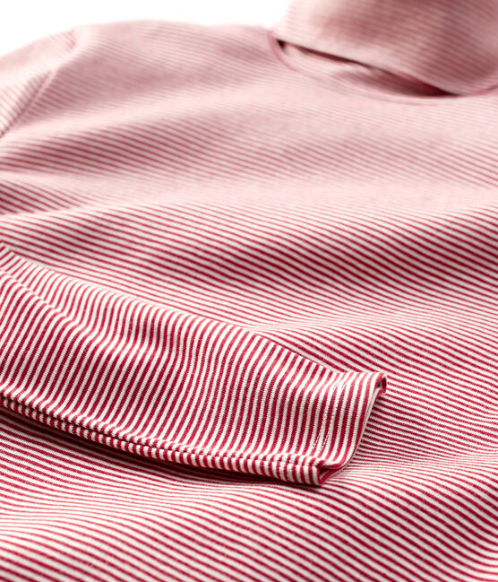 Sous-pull iconique en coton rayé Femme rouge SANGRIA/ MARSHMALLOW