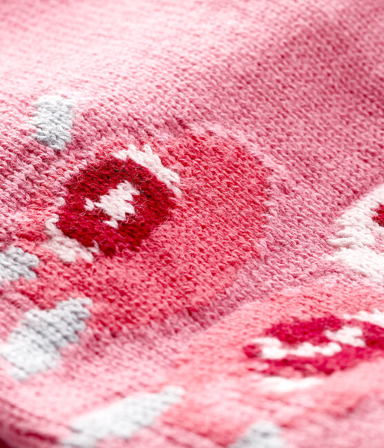 Cardigan bébé fille avec jacquard rose CHEEK