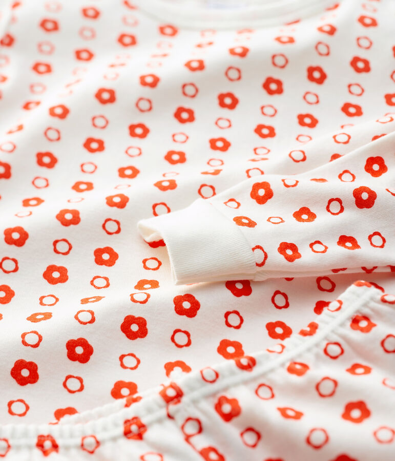 Pyjama snugfit imprim&eacute; graphique petit gar&ccedil;on-petite fille en coton biologique blanc/rouge