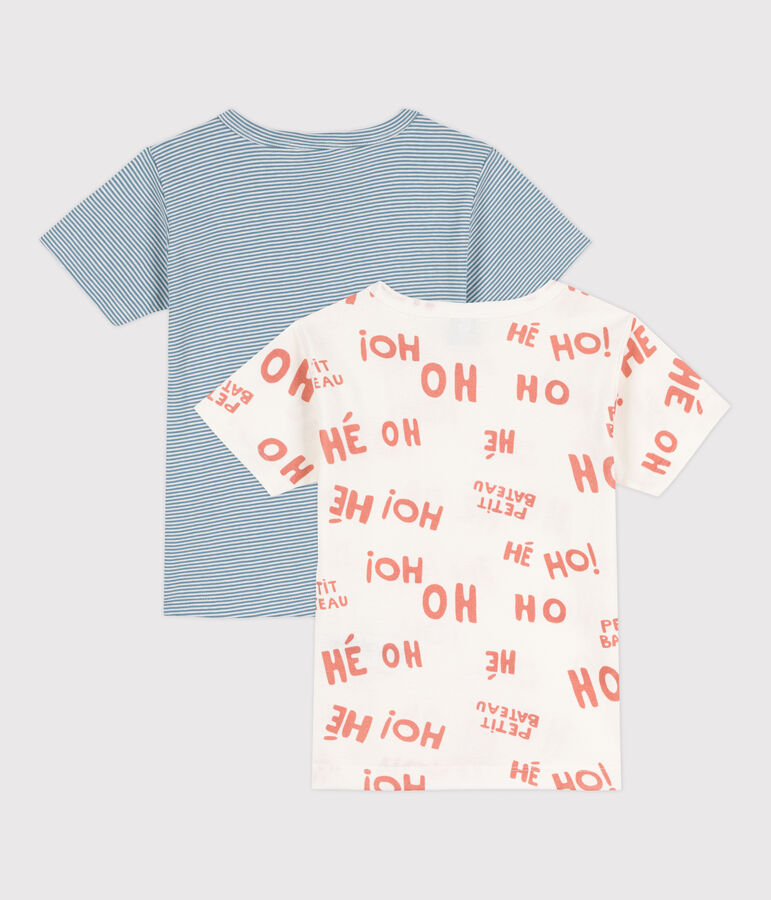Lot de 2 tee shirts manches courtes milleraies petit gar&ccedil;on en coton multicouleur