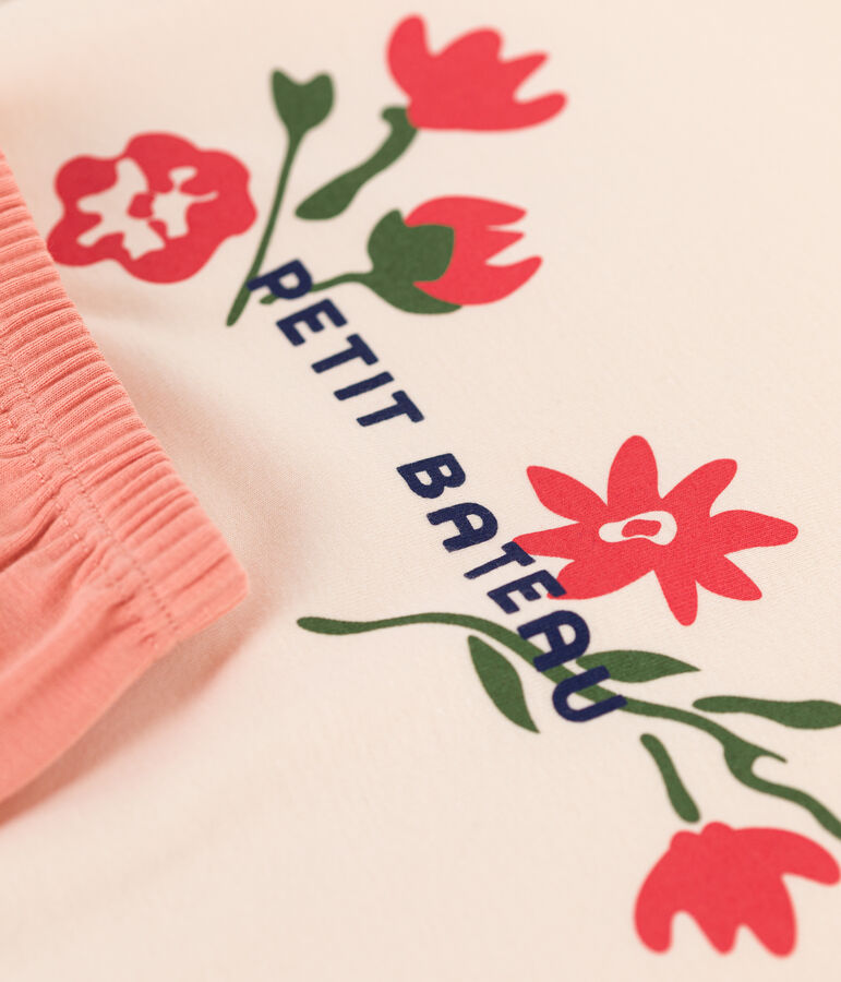 Pyjama femme en coton &agrave; manches courtes orange/multicouleur