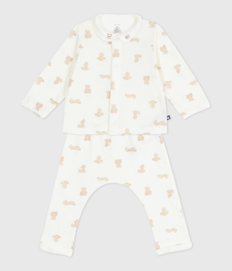 Ensemble cadeau 3 pi&egrave;ces b&eacute;b&eacute; imprim&eacute; ourson en coton MARSHMALLOW/ BRUN