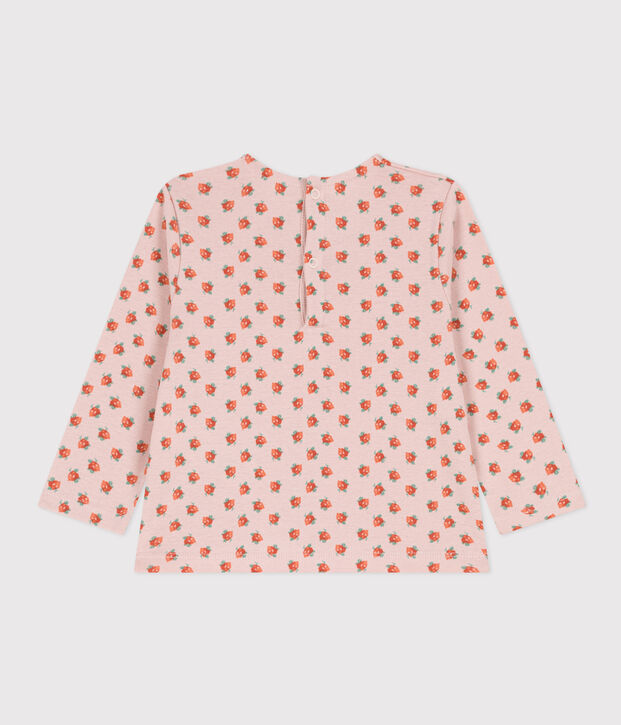Tee-shirt manches longues en coton b&eacute;b&eacute; rose/multicouleur