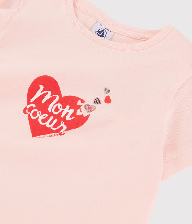 Tee shirt s&eacute;rigraphi&eacute; enfant fille rose