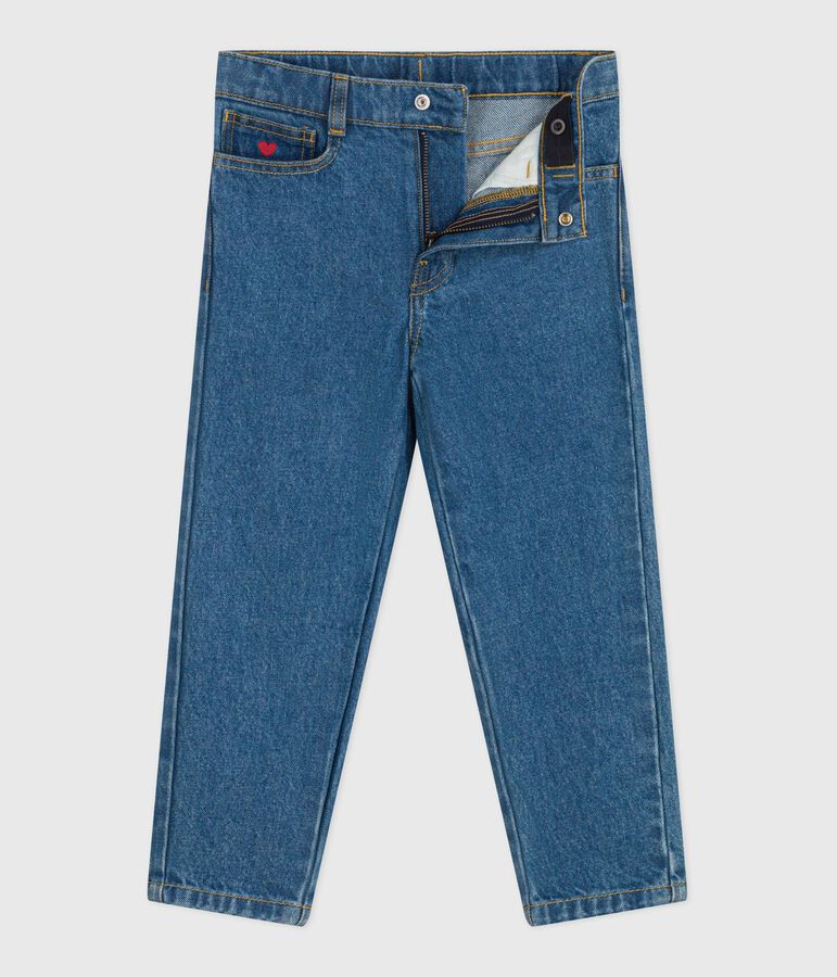 Pantalon enfant en denim bleu DENIM MOYEN