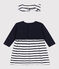 Ensemble robe manches longues en tubique et coton et bandeau en côte assorti bébé variante 1