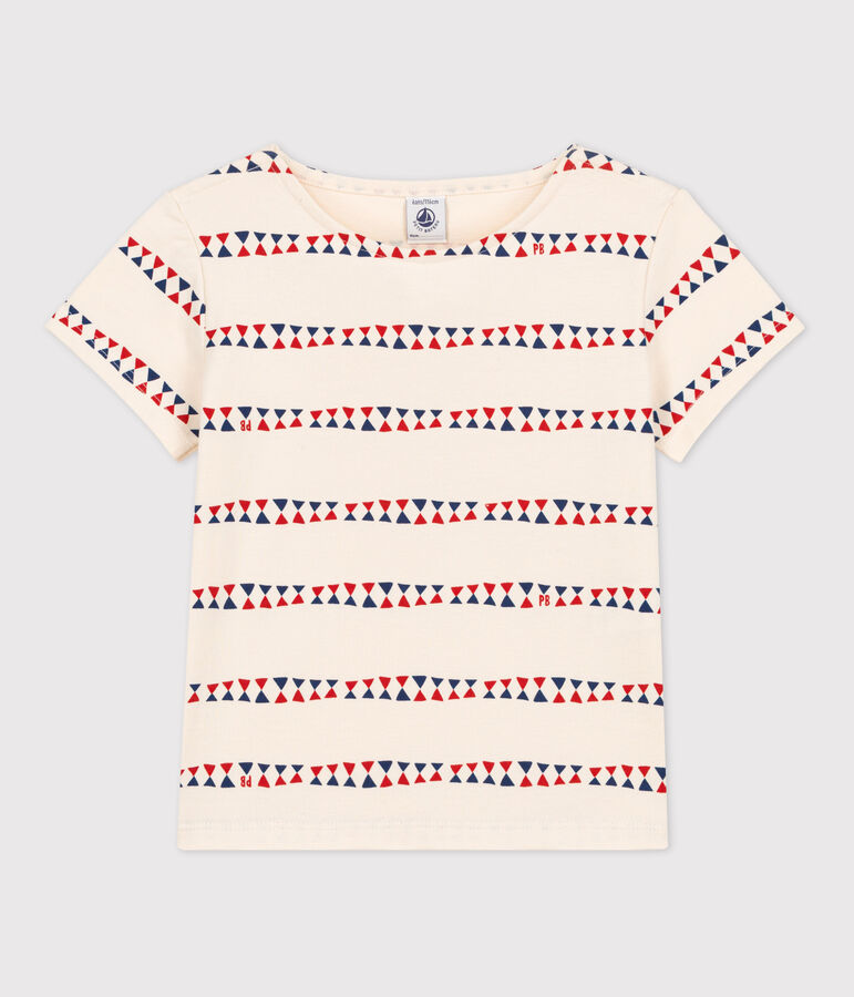 Tee-shirt manches courtes en coton enfant fille blanc AVALANCHE/ MULTICO