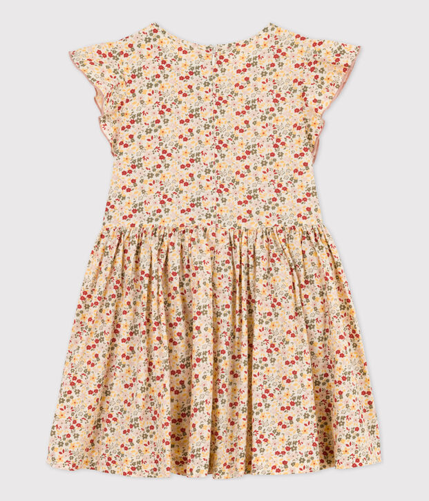 Robe en popeline enfant fille &eacute;cru/multicouleur