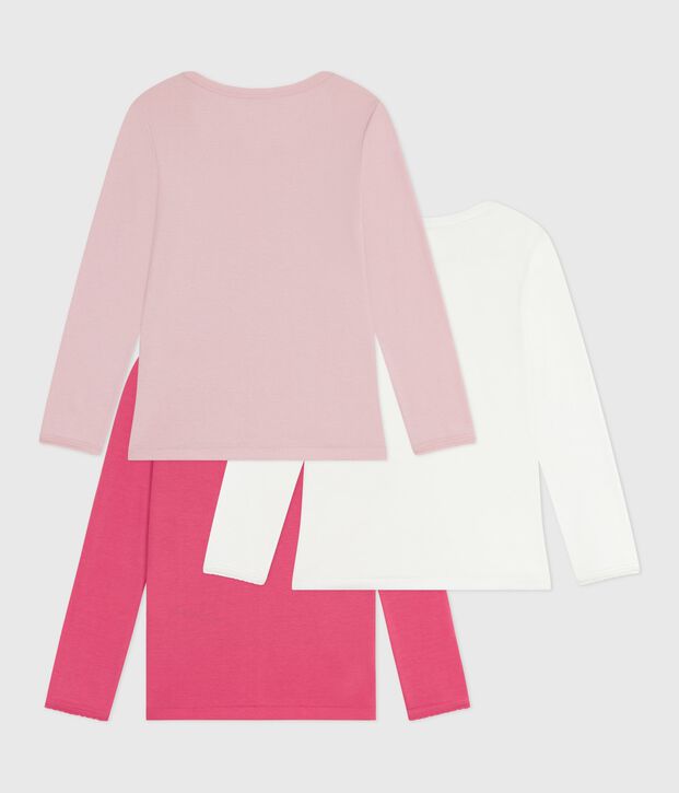 Lot de tee-shirts enfant en coton &agrave; manches longues uni multicouleur