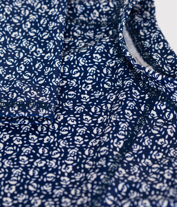 Tee-shirt anti-UV enfant fille bleu/blanc