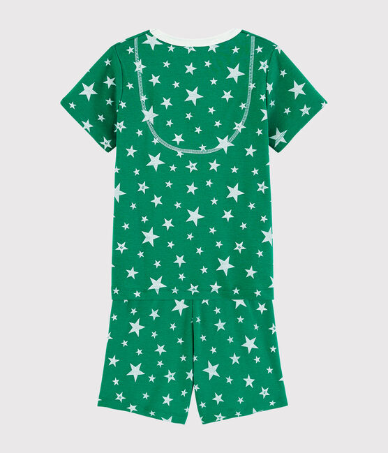 Pyjacourt vert à étoiles petit garçon en coton vert GAZON/blanc ECUME