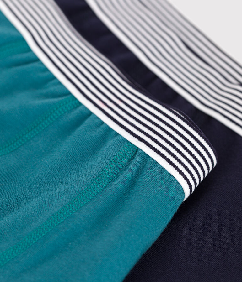 Lot de 2 boxers enfant en coton et &eacute;lasthanne uni multicouleur