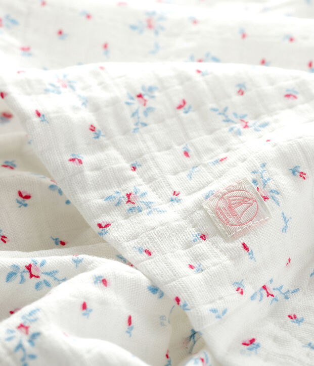 Robe avec bloomer &agrave; imprim&eacute; fleurs b&eacute;b&eacute; fille en popeline blanc/multicouleur