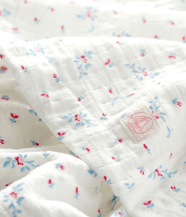 Robe avec bloomer &agrave; imprim&eacute; fleurs b&eacute;b&eacute; fille en popeline blanc/multicouleur